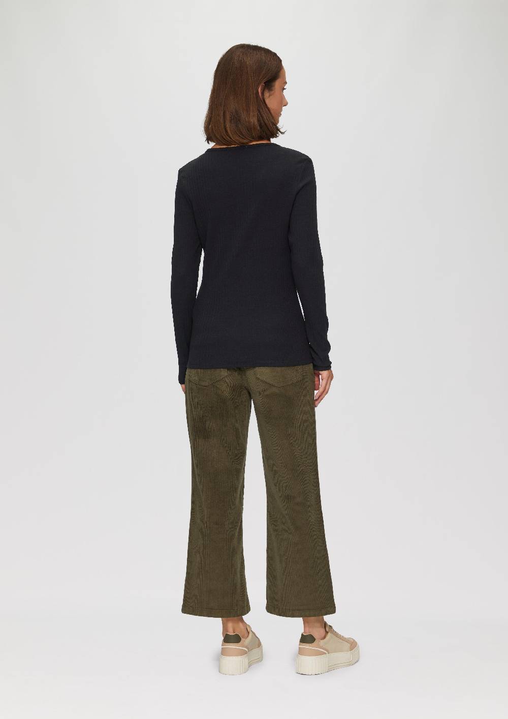 S.Oliver Stretchiges Longsleeve Mit Henleyausschnitt