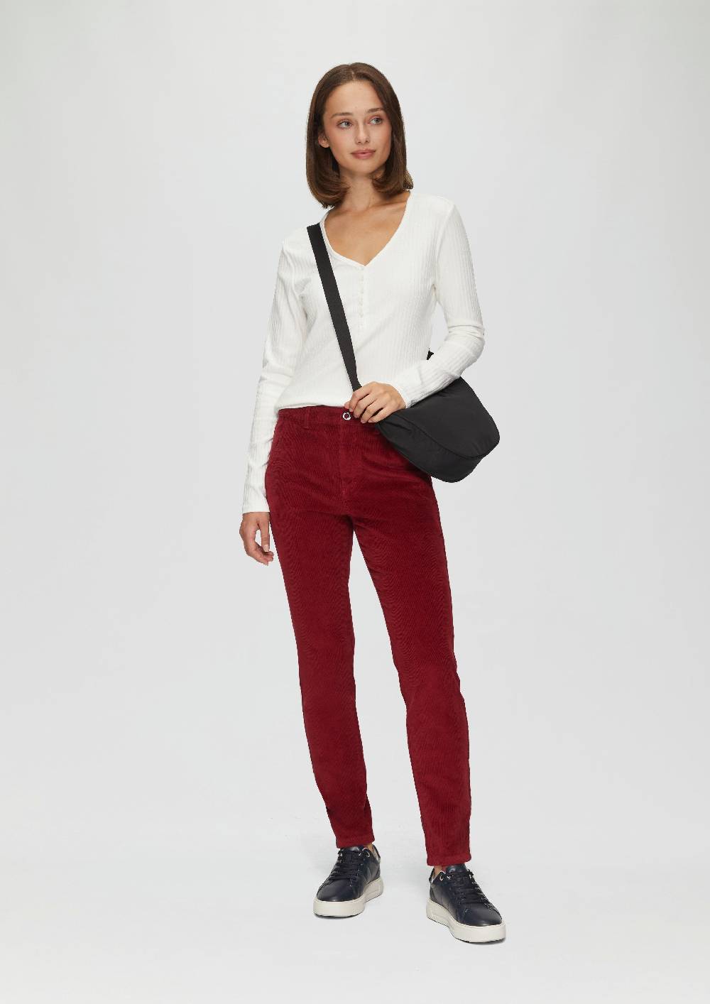 S.Oliver Stretchiges Longsleeve Mit Henleyausschnitt