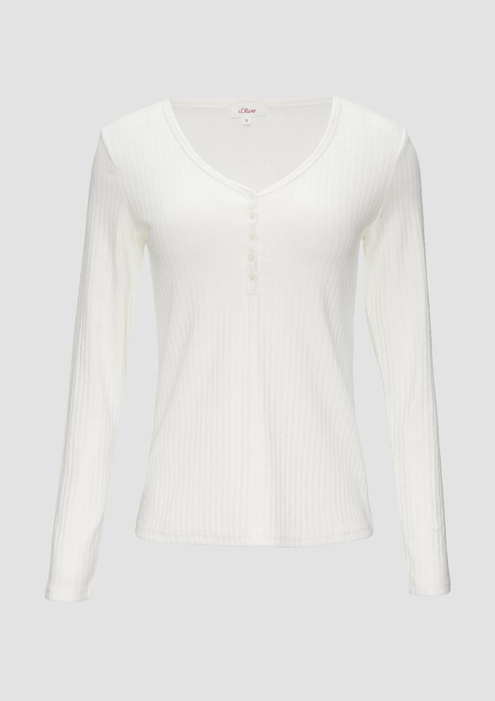 S.Oliver Stretchiges Longsleeve Mit Henleyausschnitt