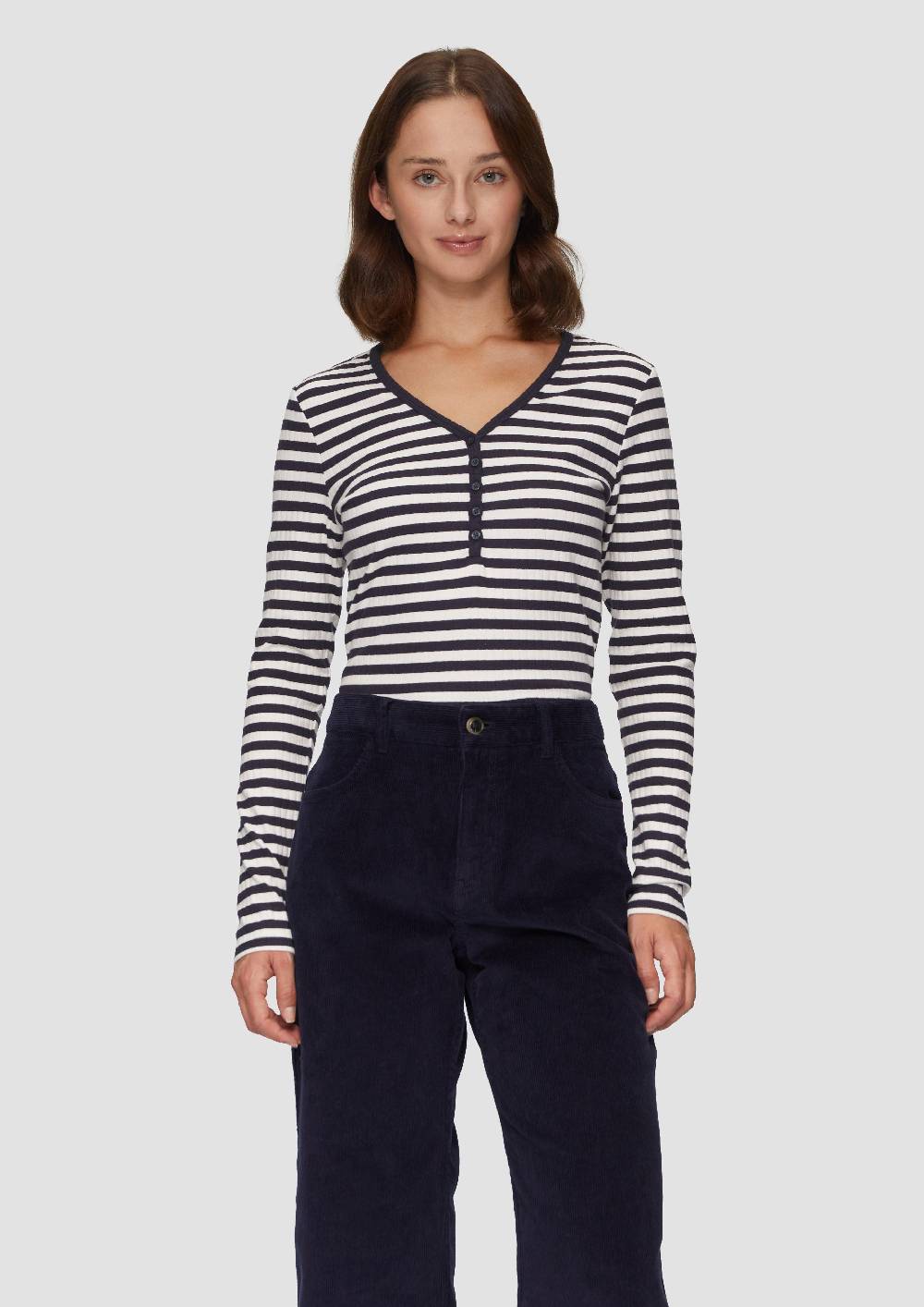 S.Oliver Stretchiges Longsleeve Mit Henleyausschnitt