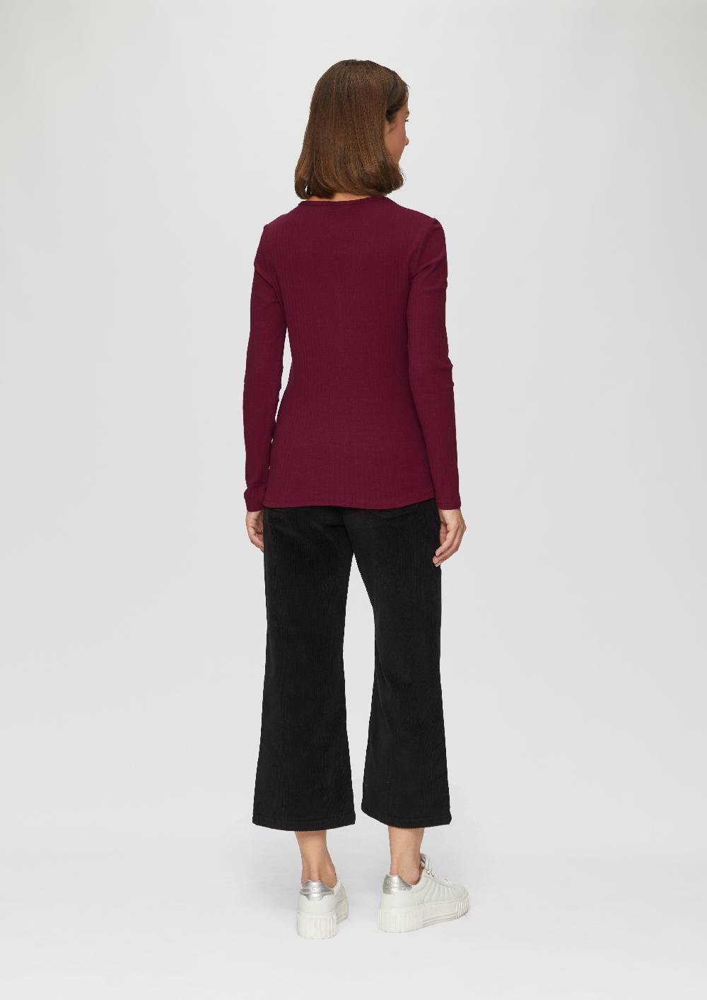 S.Oliver Stretchiges Longsleeve Mit Henleyausschnitt