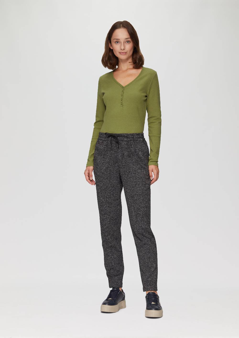 S.Oliver Stretchiges Longsleeve Mit Henleyausschnitt