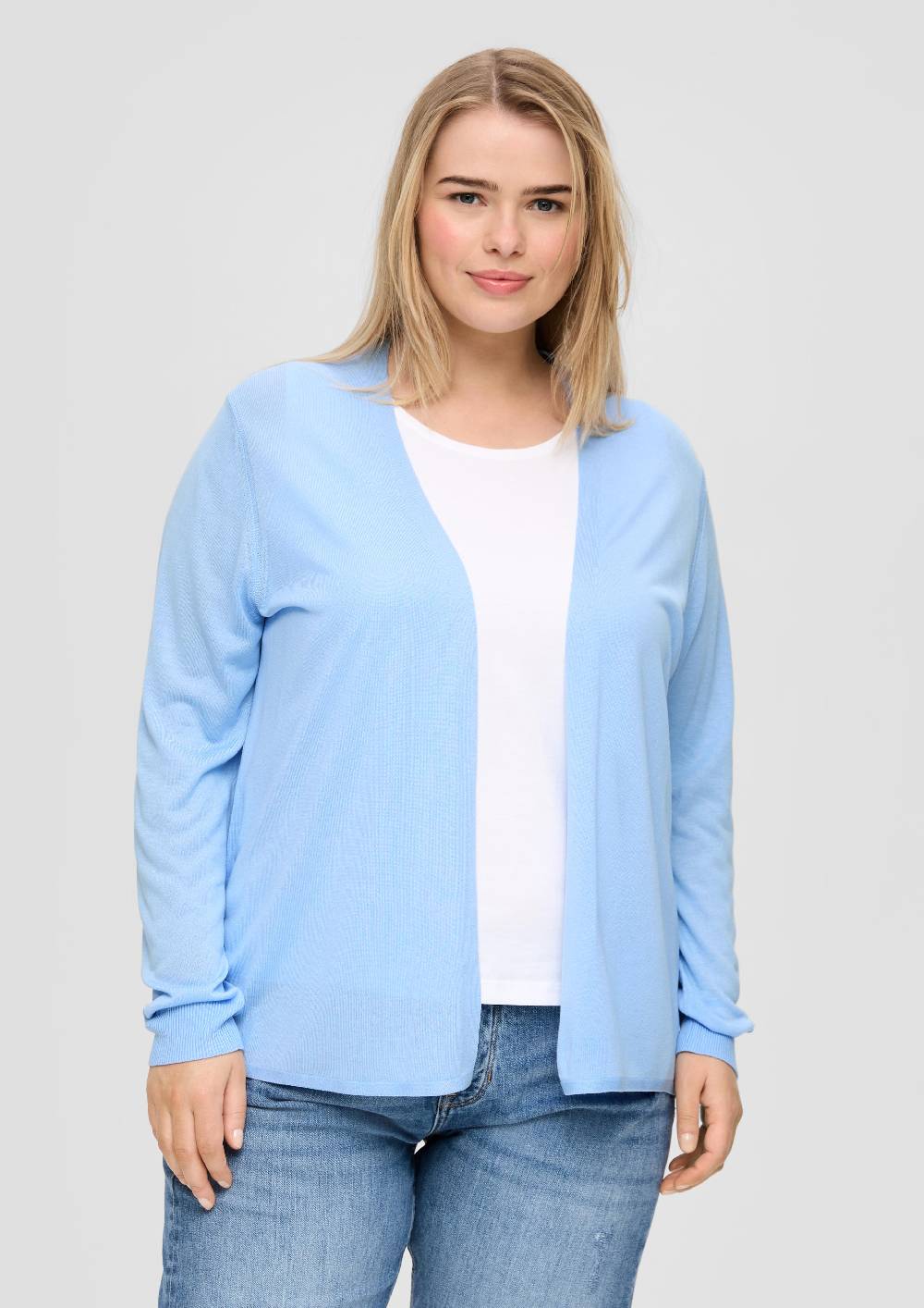 S.Oliver Strickjacke Aus Viskose-Stretch Mit Rippbündchen