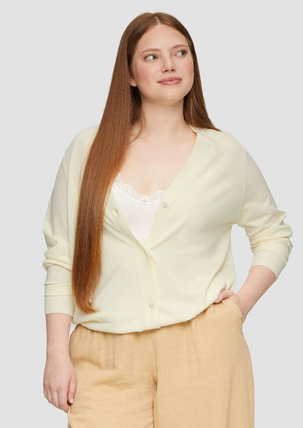 S.Oliver Strickjacke Aus Viskosemix Mit Rippbündchen