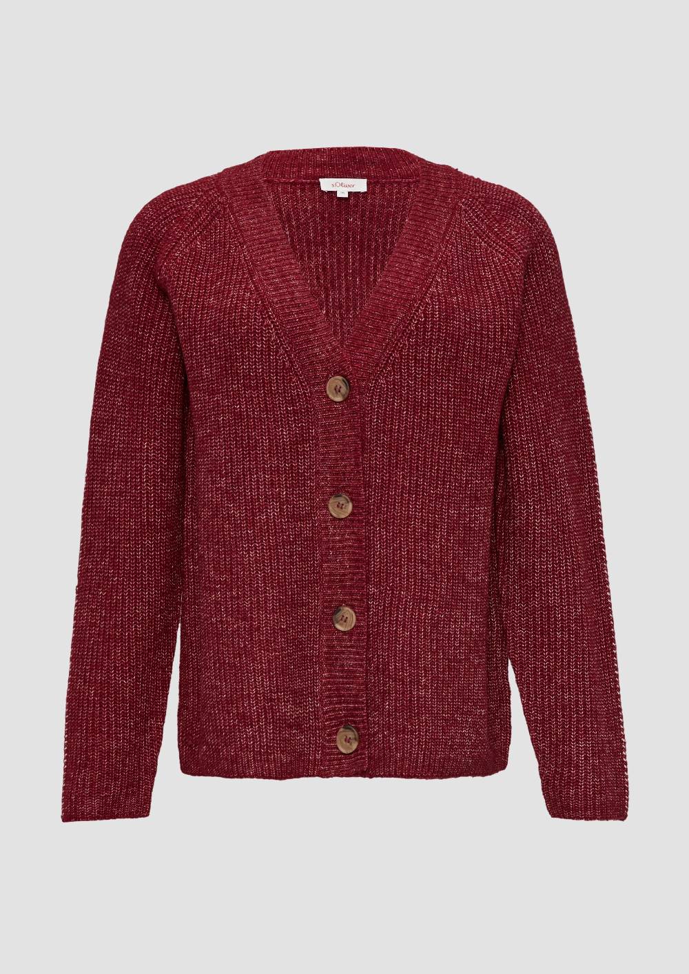 S.Oliver Strickjacke Aus Wollmix Mit Kontrast-Details