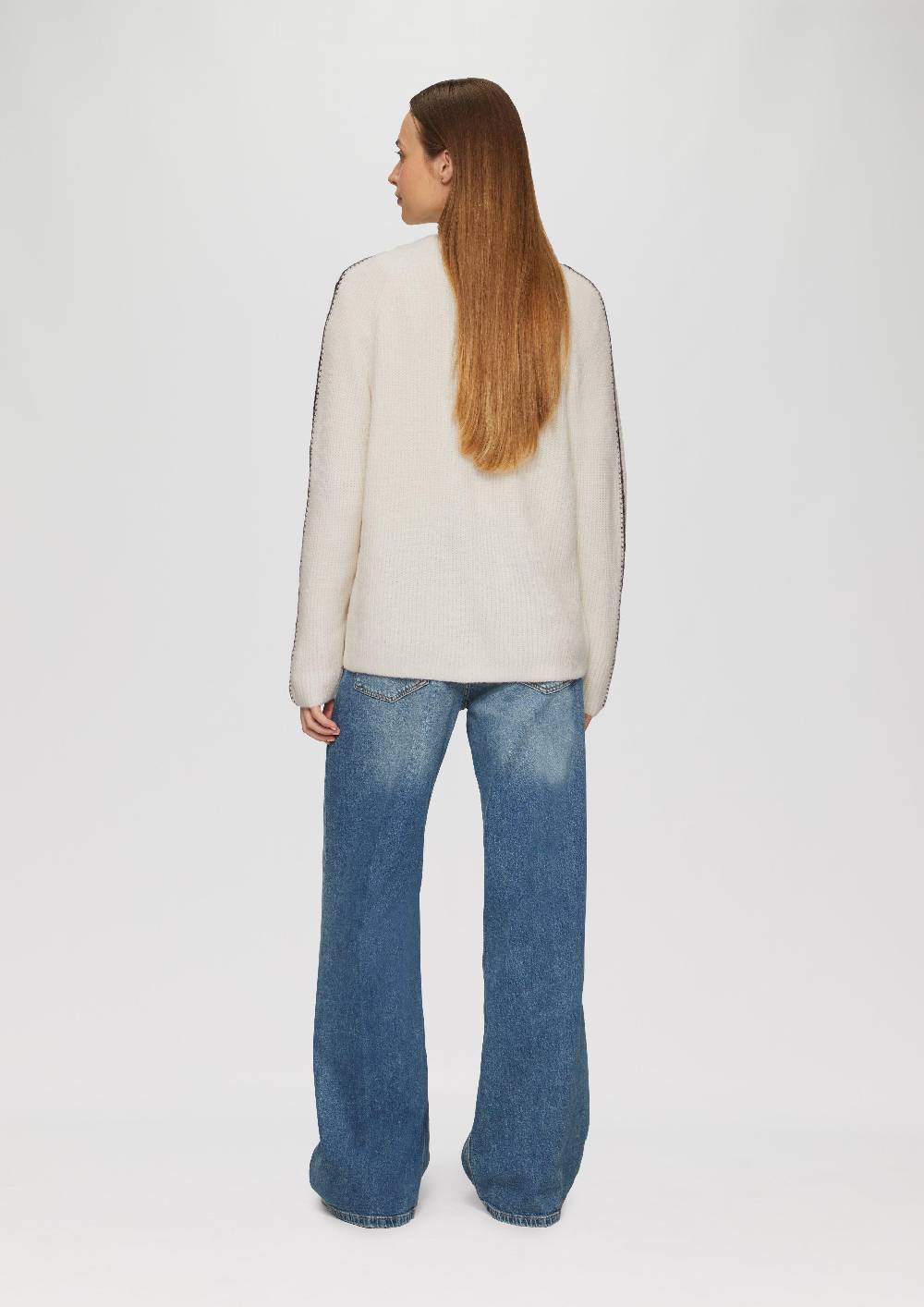 S.Oliver Strickjacke Aus Wollmix Mit Kontrast-Details