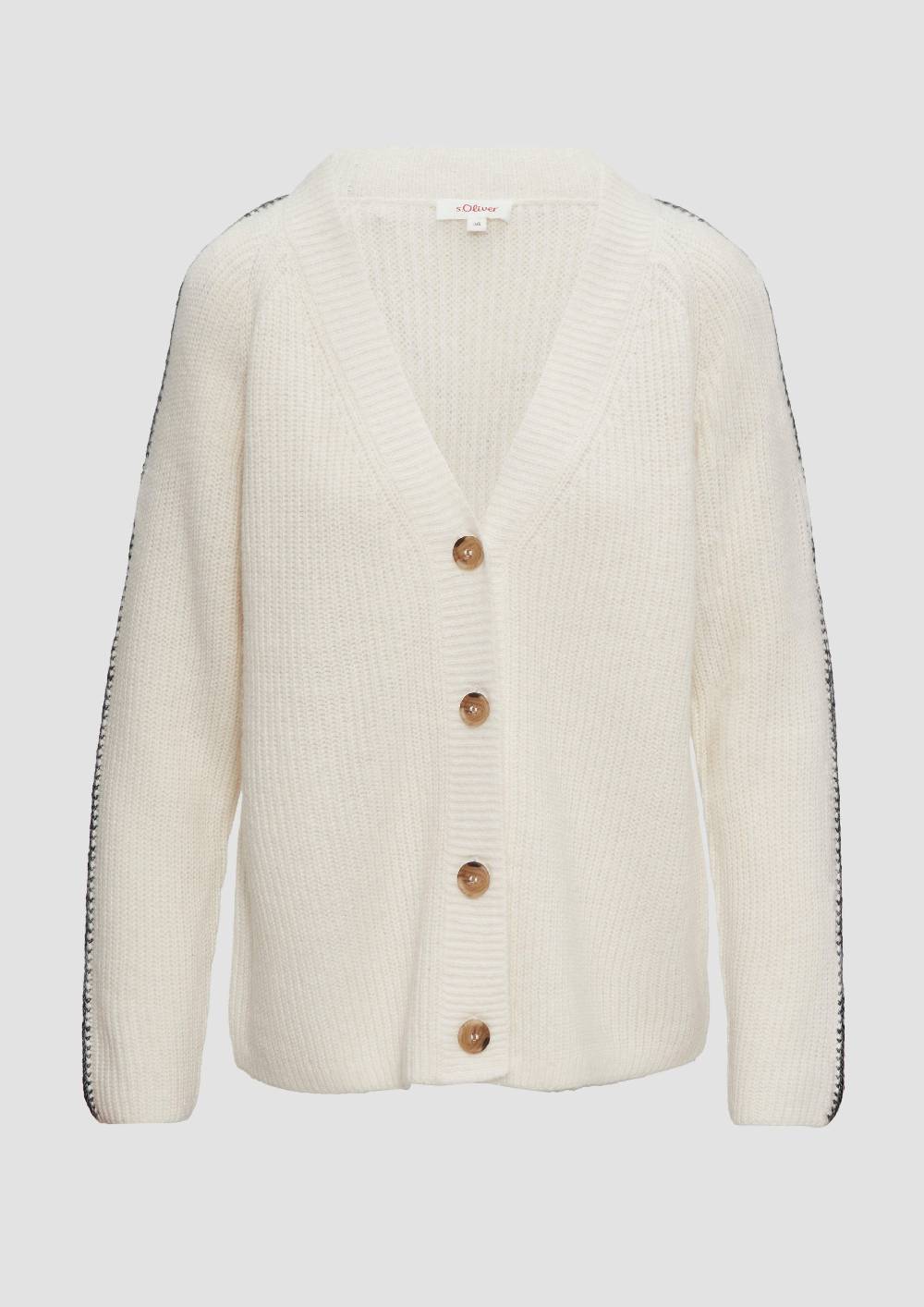 S.Oliver Strickjacke Aus Wollmix Mit Kontrast-Details