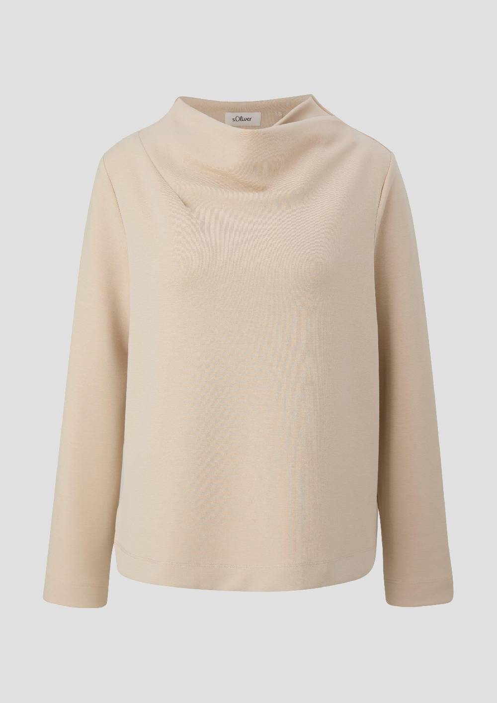 S.Oliver Strickjerseyshirt Mit Wasserfall-Ausschnitt