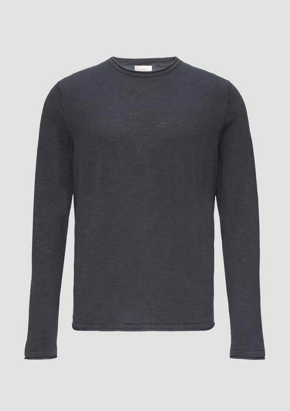 s.Oliver Strickpullover mit Flammgarnstruktur und Rollsaum-Details