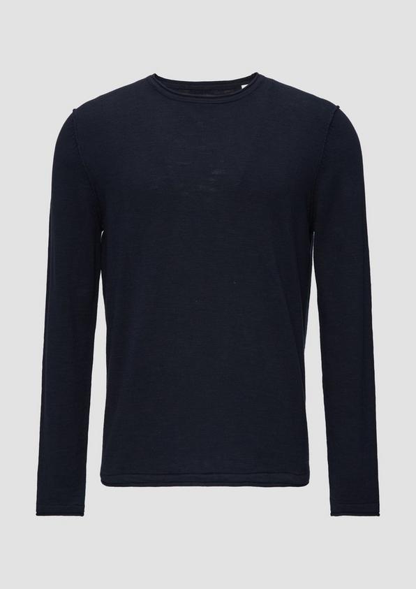 s.Oliver Strickpullover mit Flammgarnstruktur und Rollsaum-Details