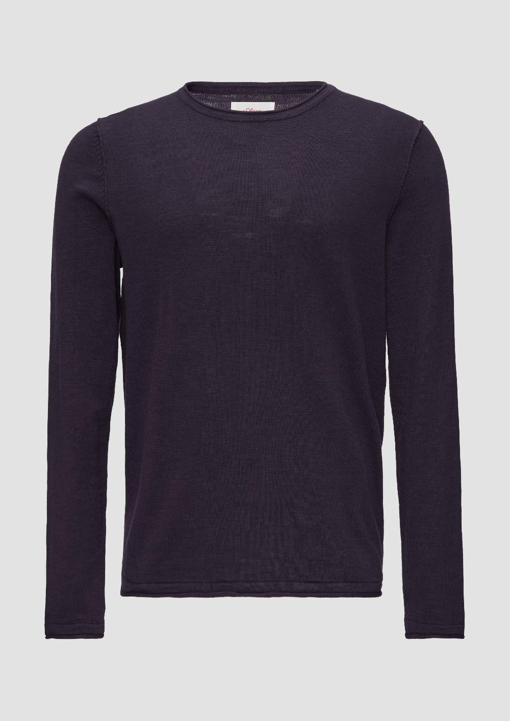 S.Oliver Strickpullover Mit Flammgarnstruktur Und Rollsaum-Details