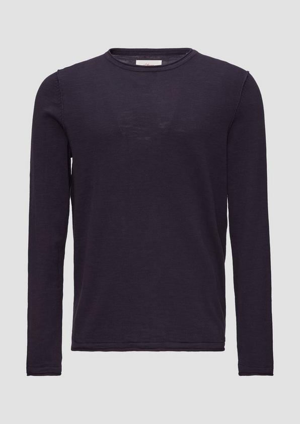 s.Oliver Strickpullover mit Flammgarnstruktur und Rollsaum-Details