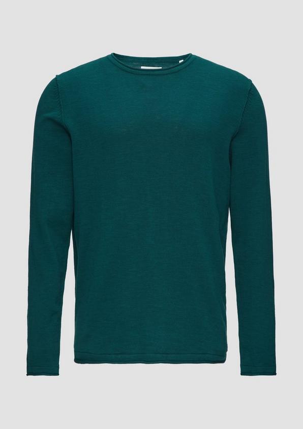 s.Oliver Strickpullover mit Flammgarnstruktur und Rollsaum-Details