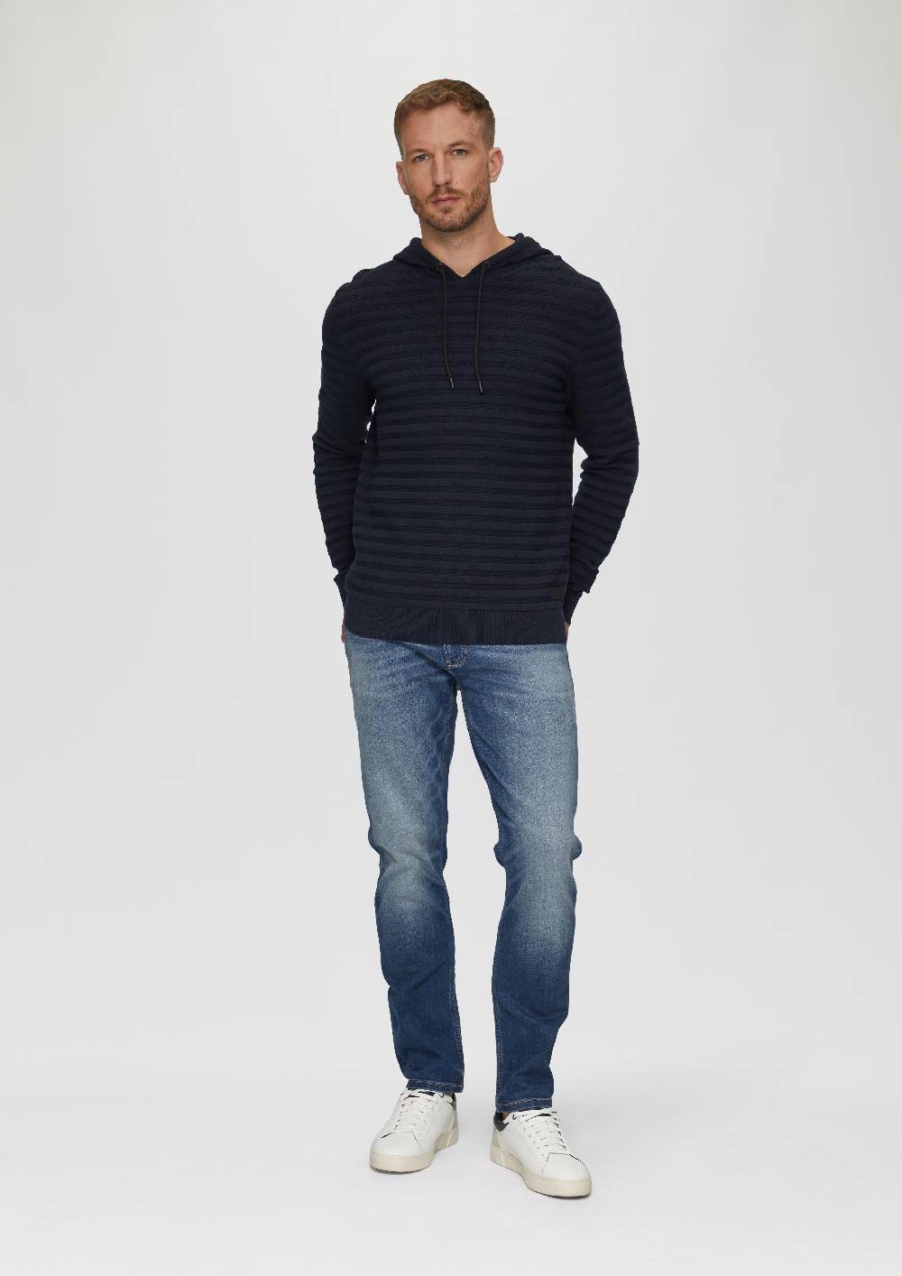 S.Oliver Strickpullover Mit Kapuze Und Strukturstreifen