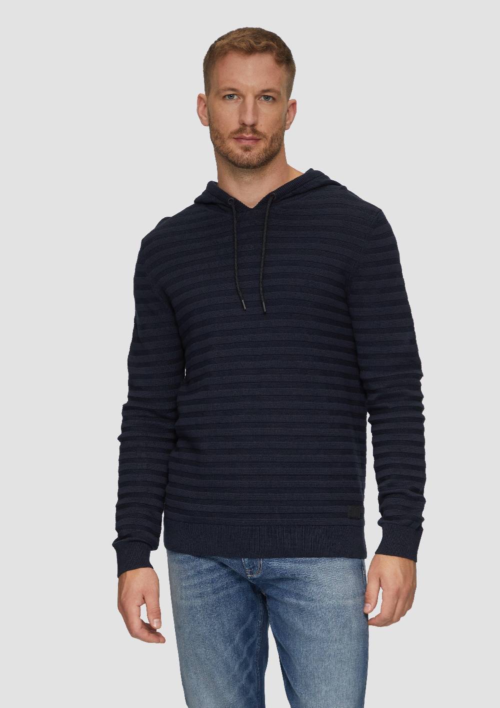 S.Oliver Strickpullover Mit Kapuze Und Strukturstreifen