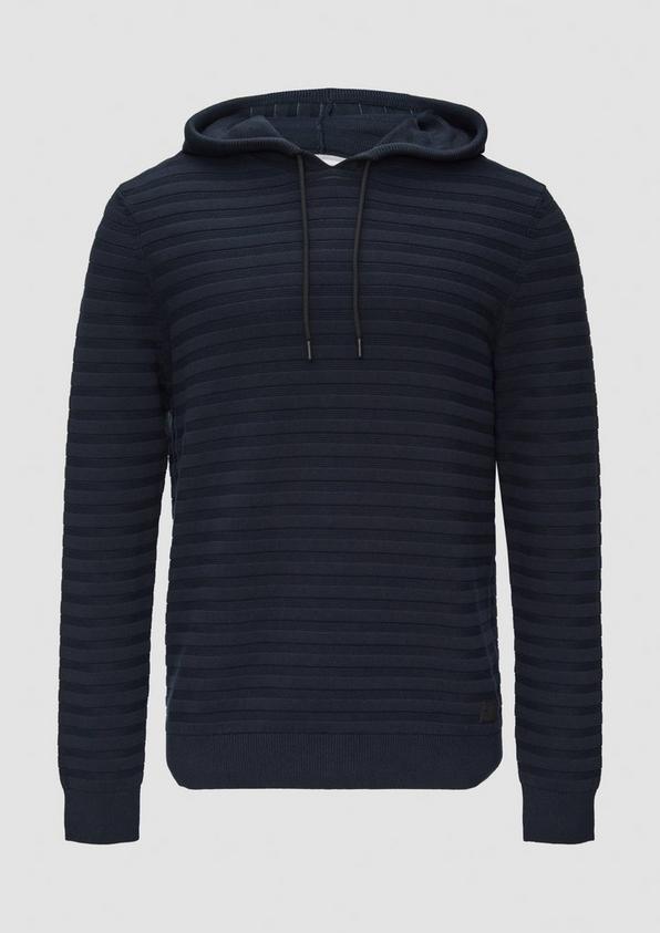 s.Oliver Strickpullover mit Kapuze und Strukturstreifen