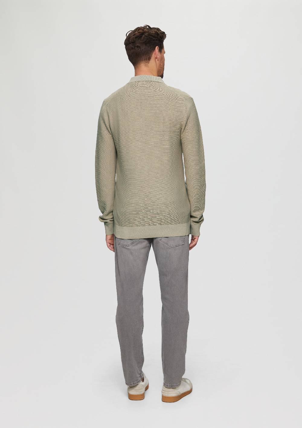 S.Oliver Strickpullover Mit Polokragen Und Garment Dye