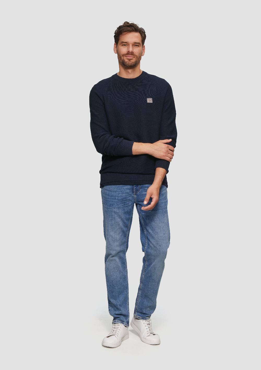 S.Oliver Strickpullover Mit Struktur Und Label-Patch