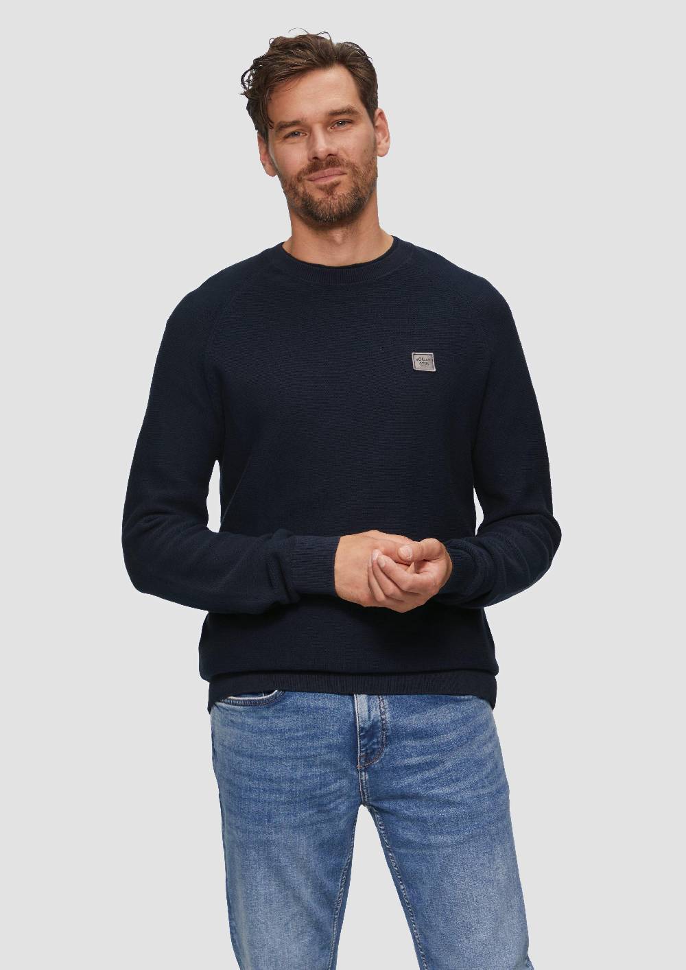 S.Oliver Strickpullover Mit Struktur Und Label-Patch