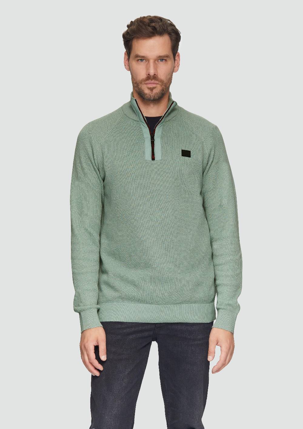 S.Oliver Strickpullover Mit Troyer-Kragen Und Strukturmix