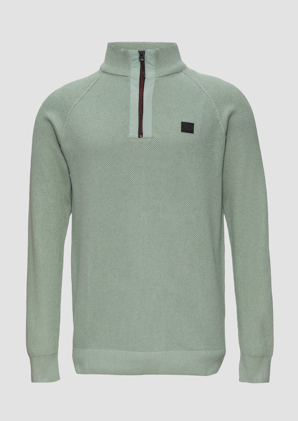 S.Oliver Strickpullover Mit Troyer-Kragen Und Strukturmix