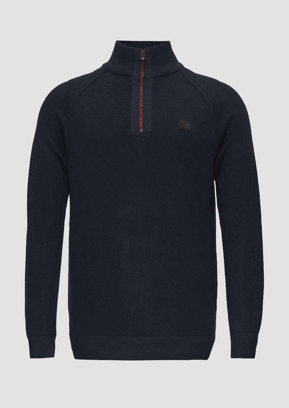 S.Oliver Strickpullover Mit Troyer-Kragen Und Strukturmix