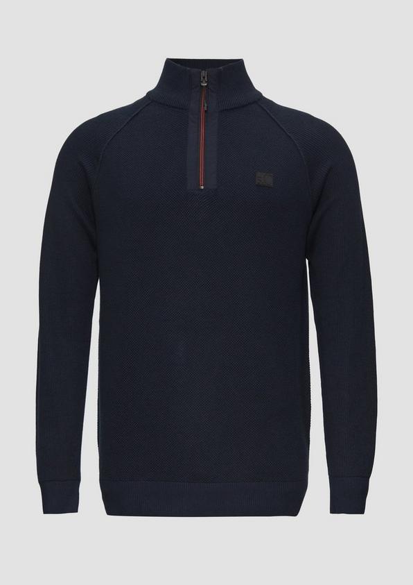 s.Oliver Strickpullover mit Troyer-Kragen und Strukturmix