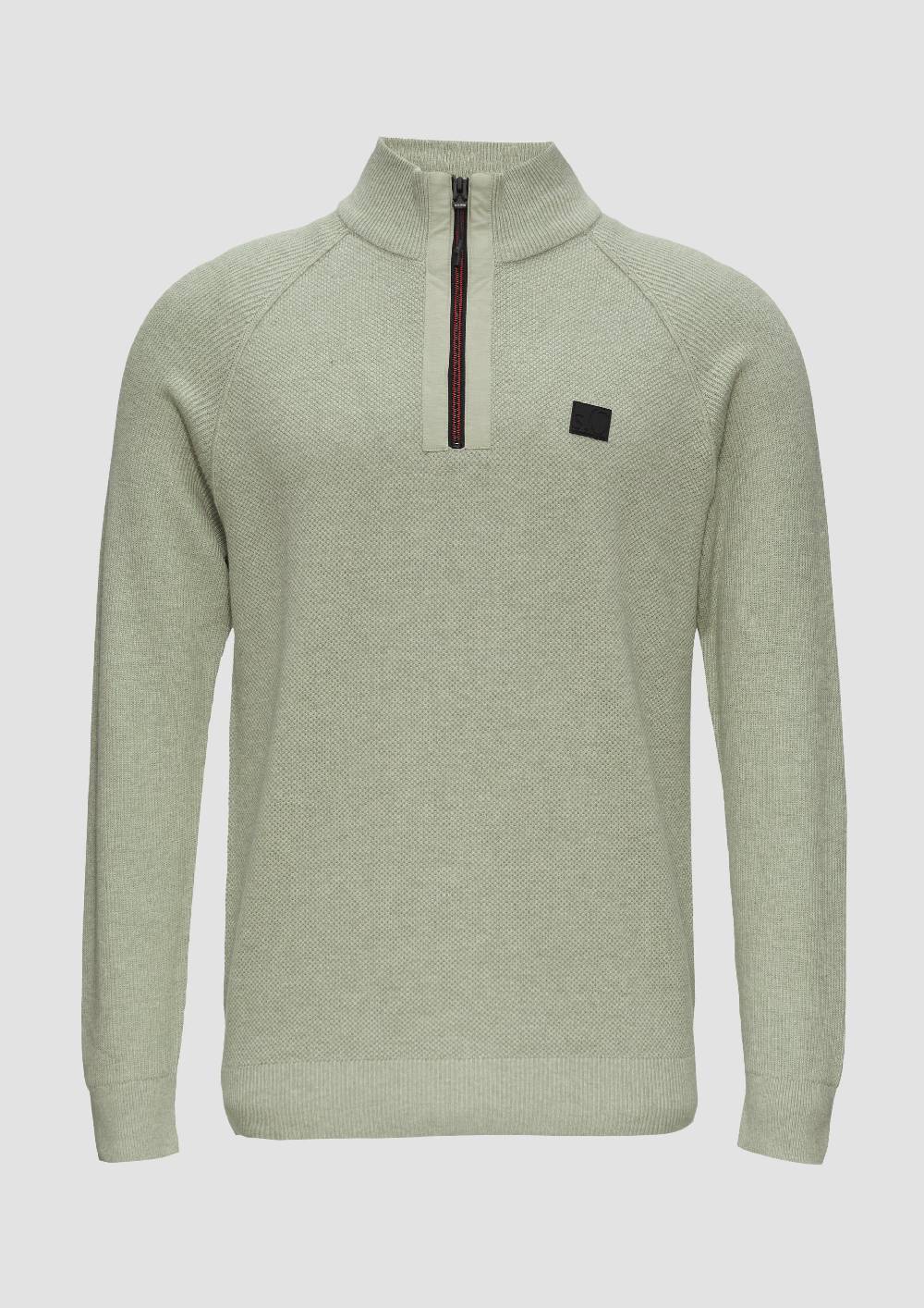 S.Oliver Strickpullover Mit Troyer-Kragen Und Strukturmix