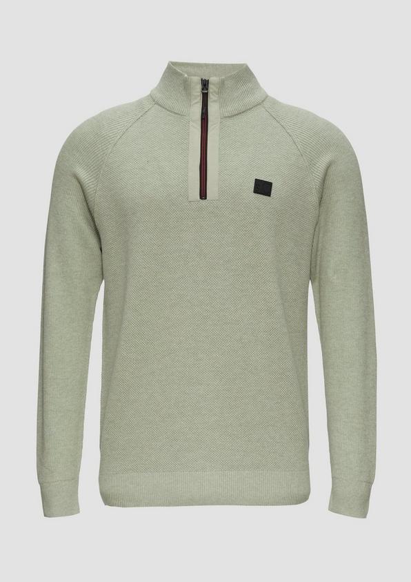 s.Oliver Strickpullover mit Troyer-Kragen und Strukturmix