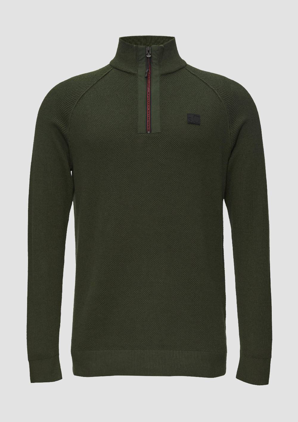 S.Oliver Strickpullover Mit Troyer-Kragen Und Strukturmix