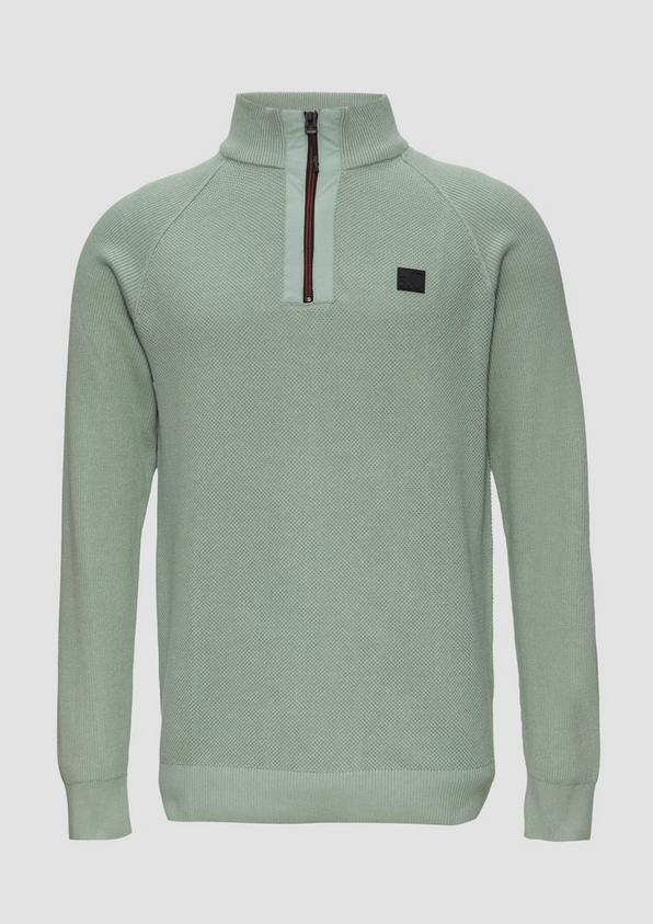s.Oliver Strickpullover mit Troyer-Kragen und Strukturmix
