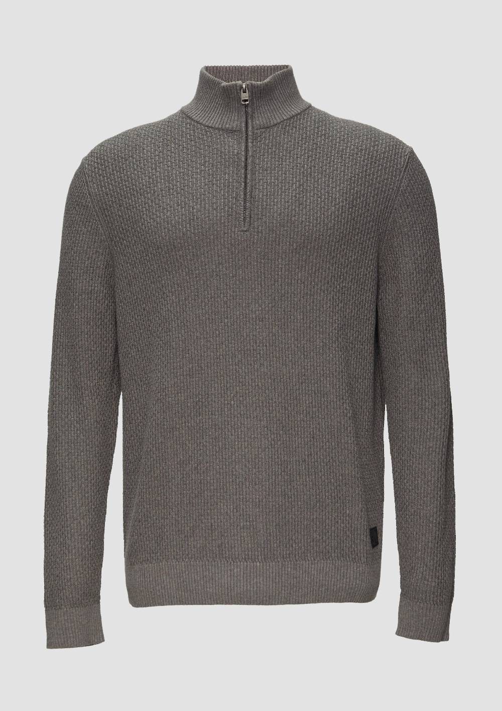 S.Oliver Strickpullover Mit Troyerkragen Aus Strukturstrick