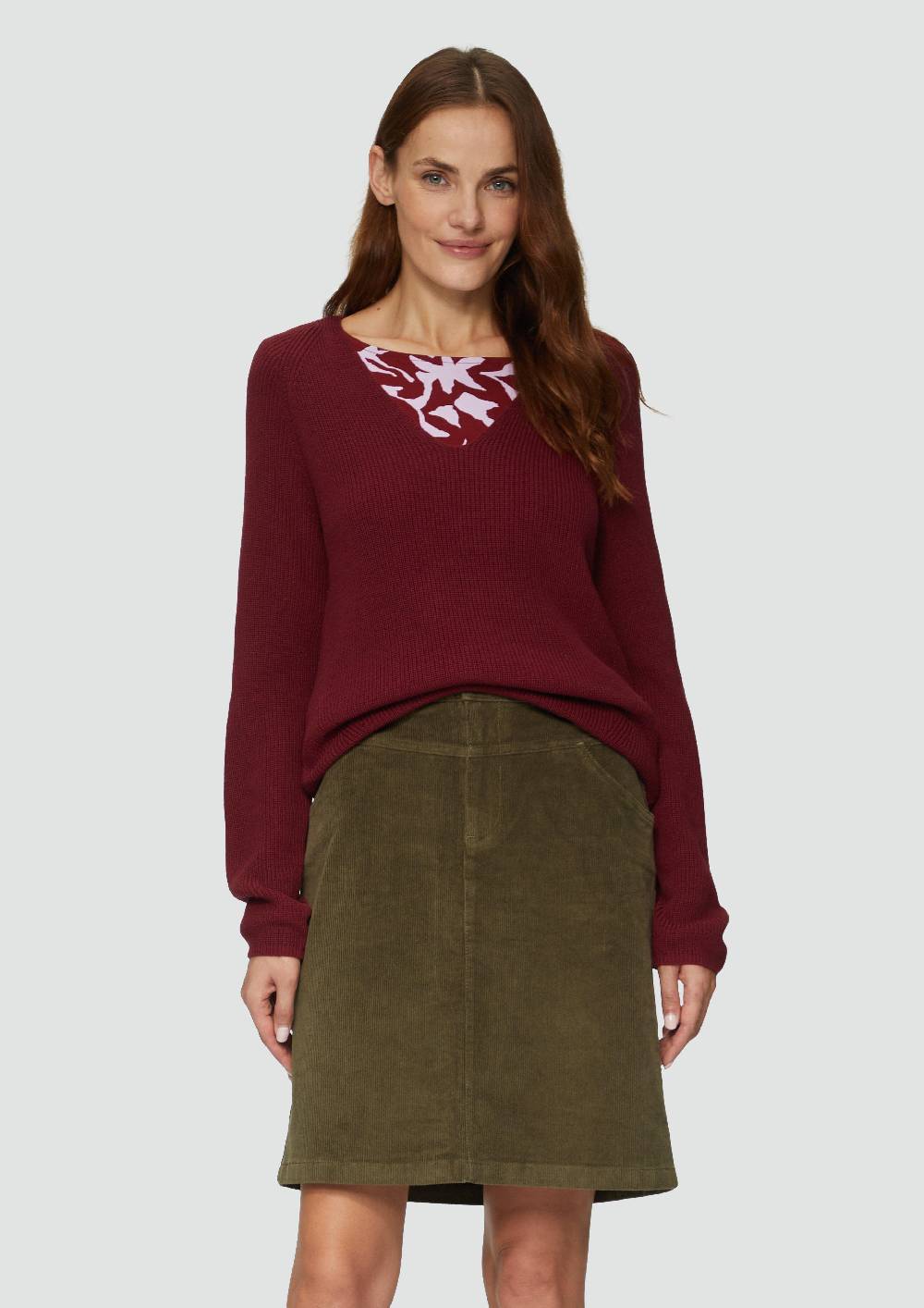 S.Oliver Strickpullover Mit V-Ausschnitt Aus Baumwollmix