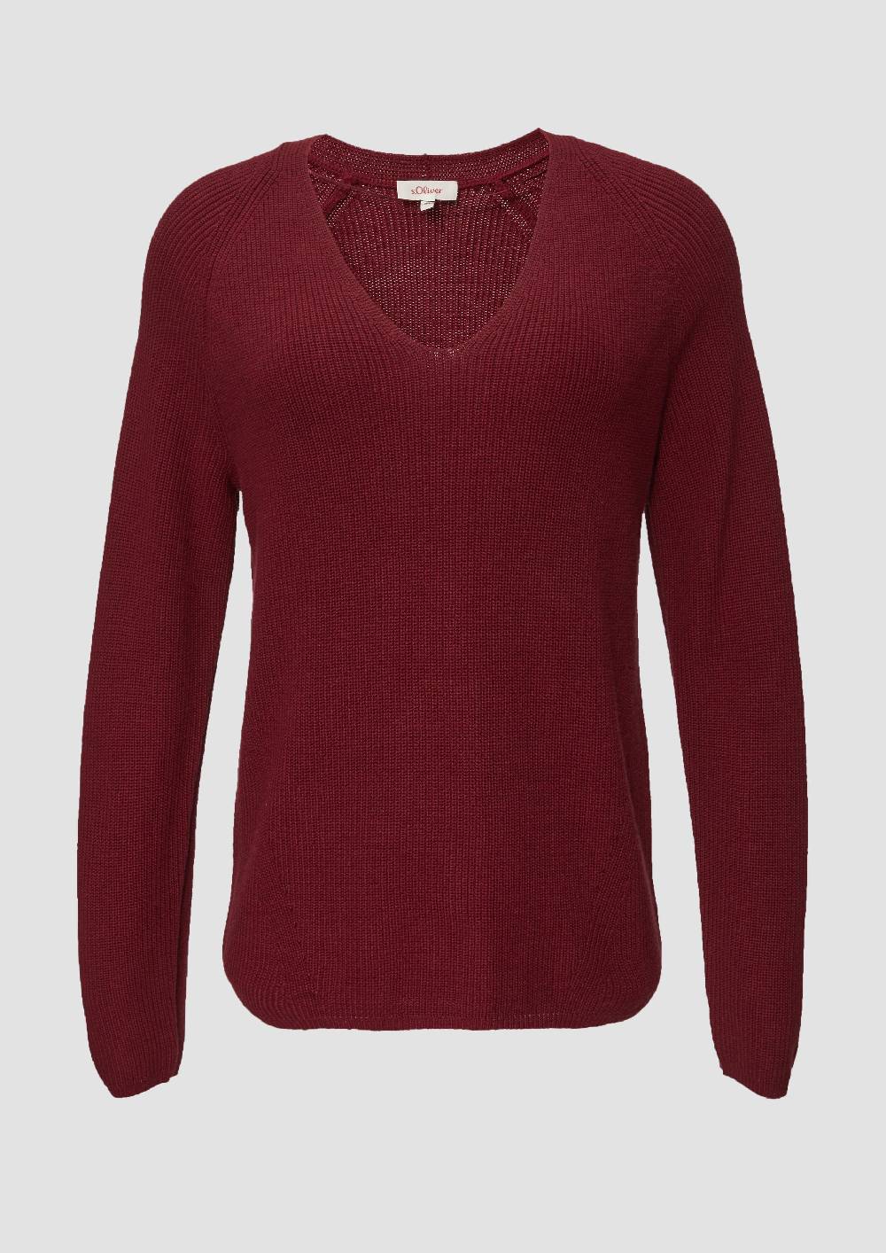 S.Oliver Strickpullover Mit V-Ausschnitt Aus Baumwollmix