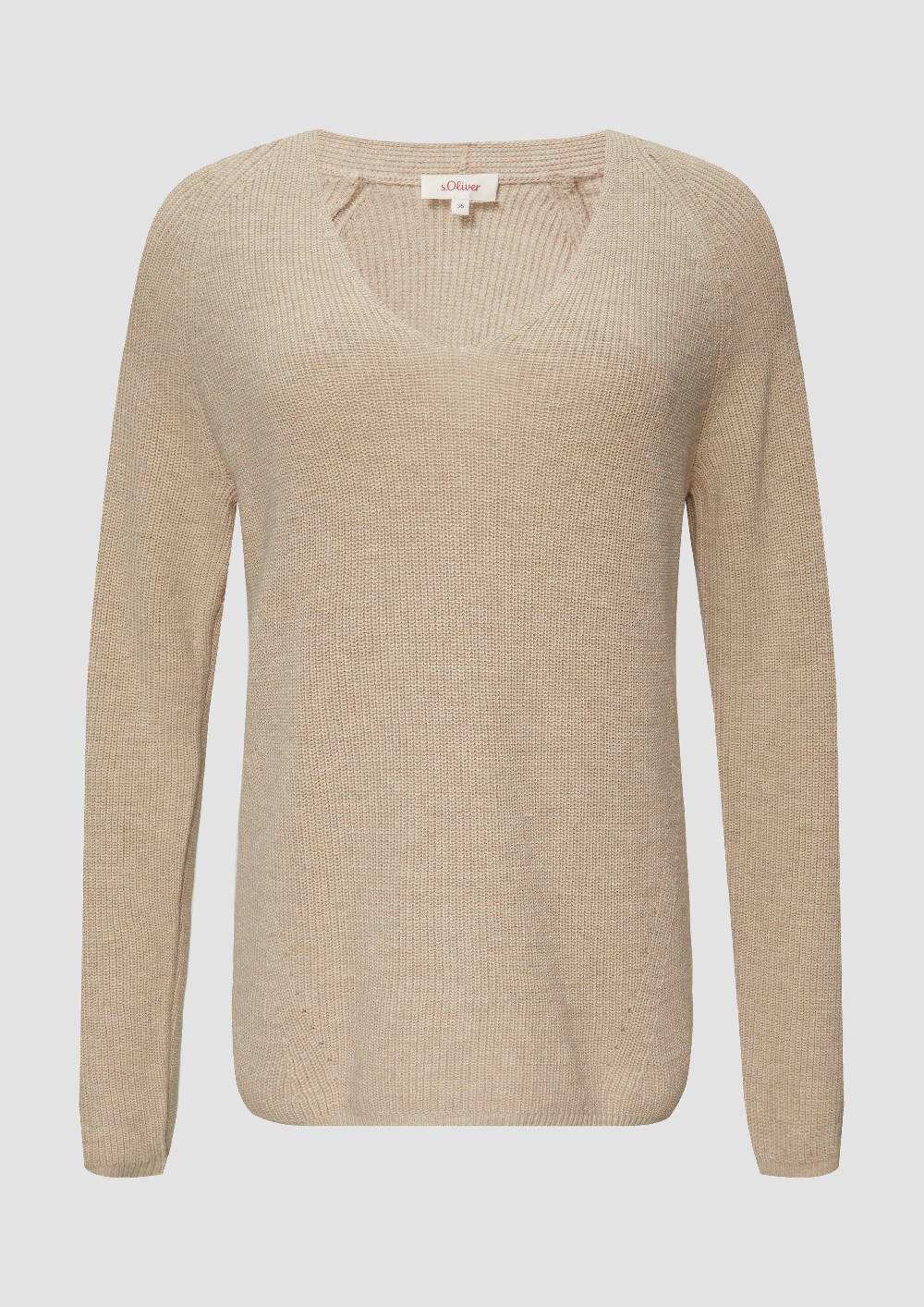 S.Oliver Strickpullover Mit V-Ausschnitt Aus Baumwollmix