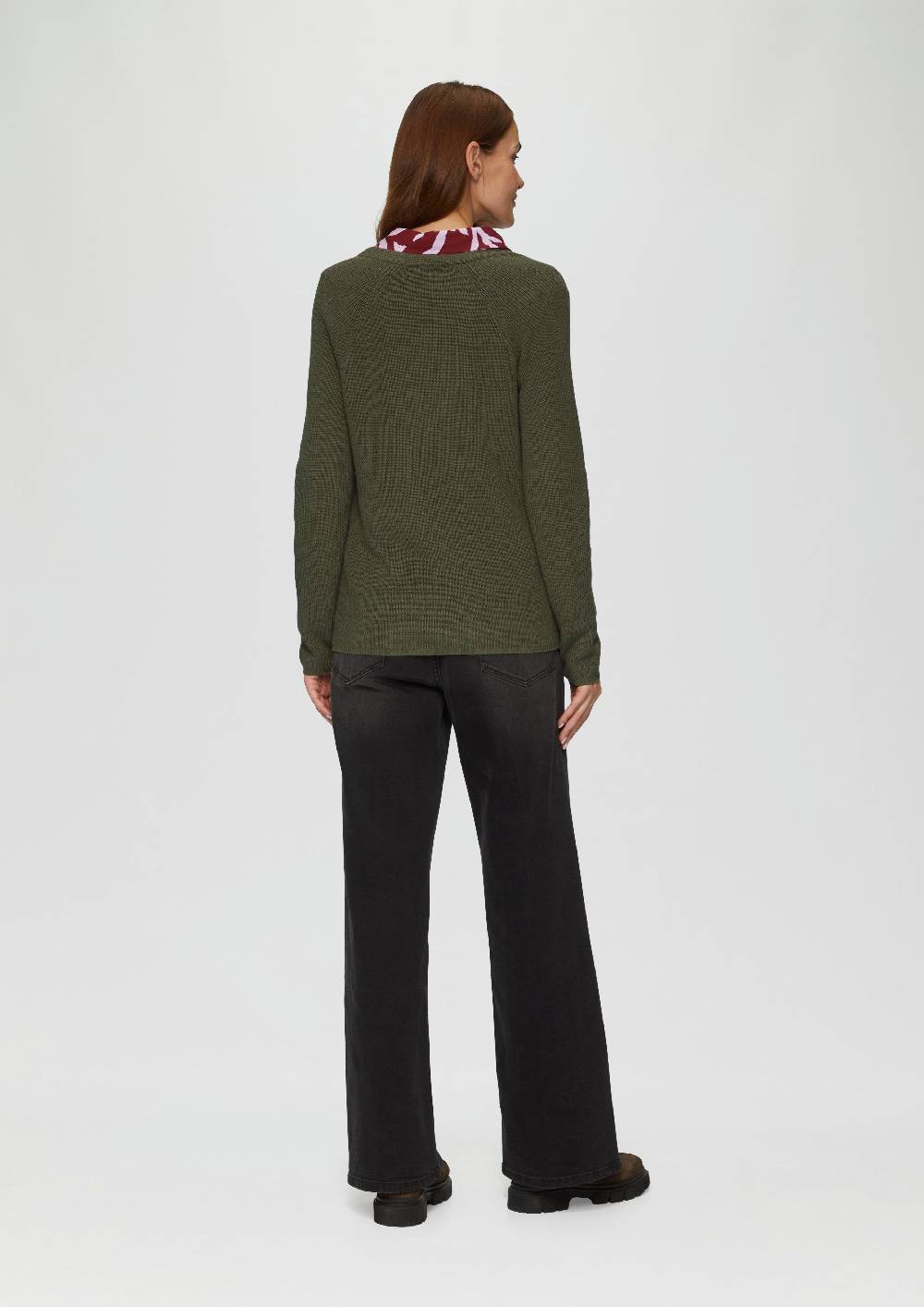 S.Oliver Strickpullover Mit V-Ausschnitt Aus Baumwollmix