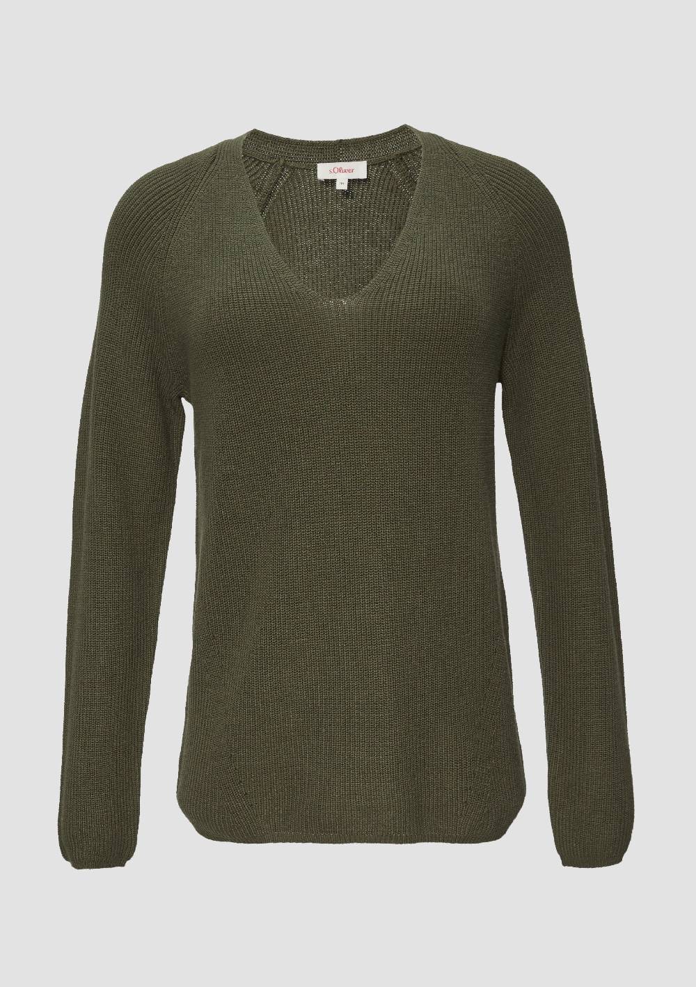 S.Oliver Strickpullover Mit V-Ausschnitt Aus Baumwollmix