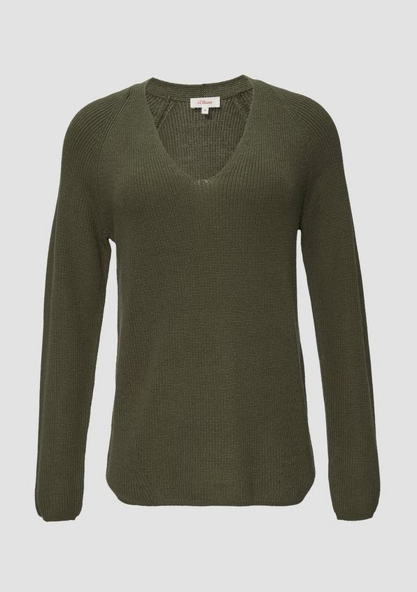 S.Oliver Strickpullover Mit V-Ausschnitt Aus Baumwollmix