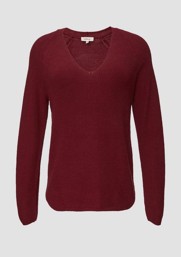 s.Oliver Strickpullover mit V-Ausschnitt aus Baumwollmix