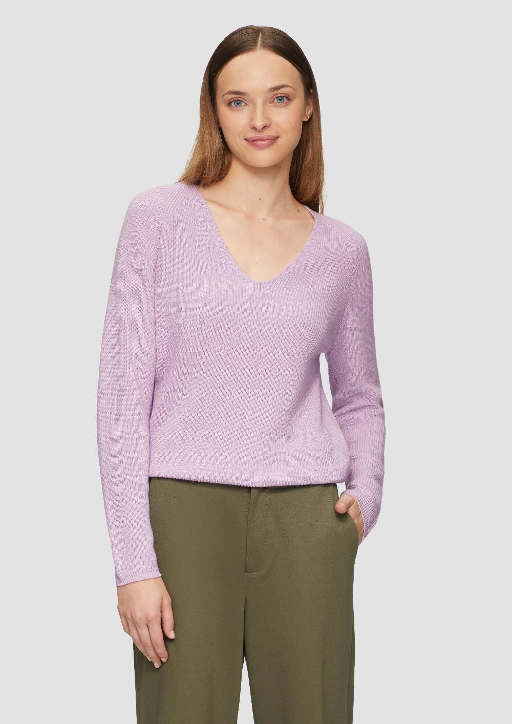 S.Oliver Strickpullover Mit V-Ausschnitt Und Raglan-Ärmeln