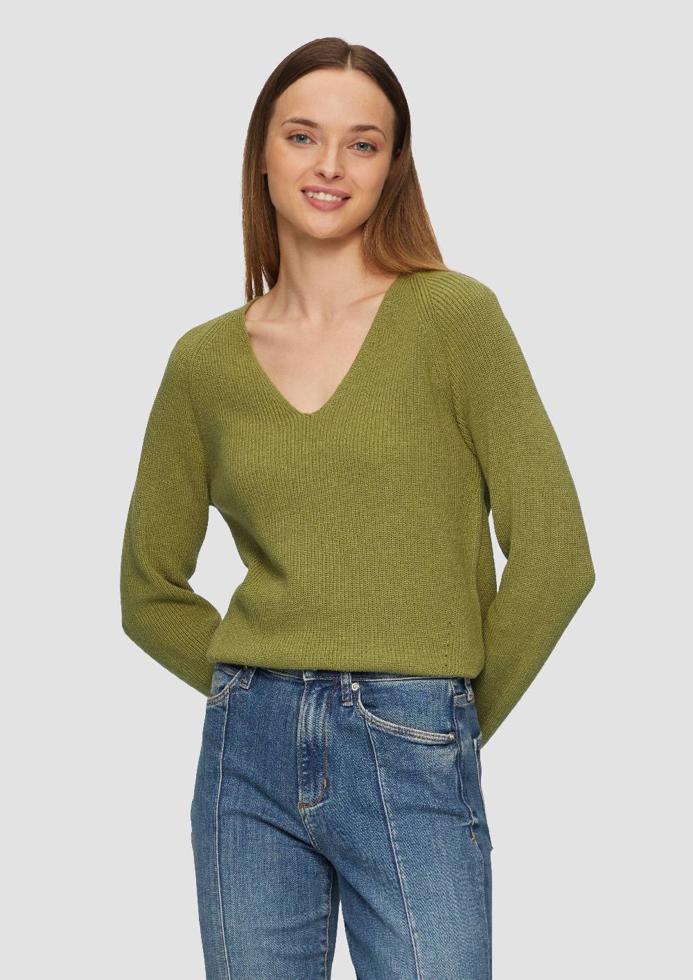 S.Oliver Strickpullover Mit V-Ausschnitt Und Raglan-Ärmeln