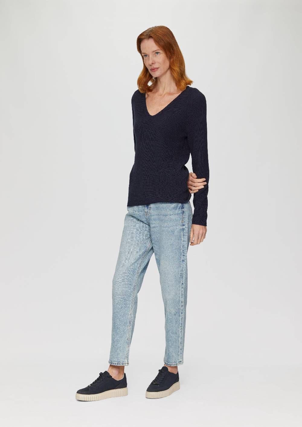 S.Oliver Strickpullover Mit V-Ausschnitt Und Raglan-Ärmeln