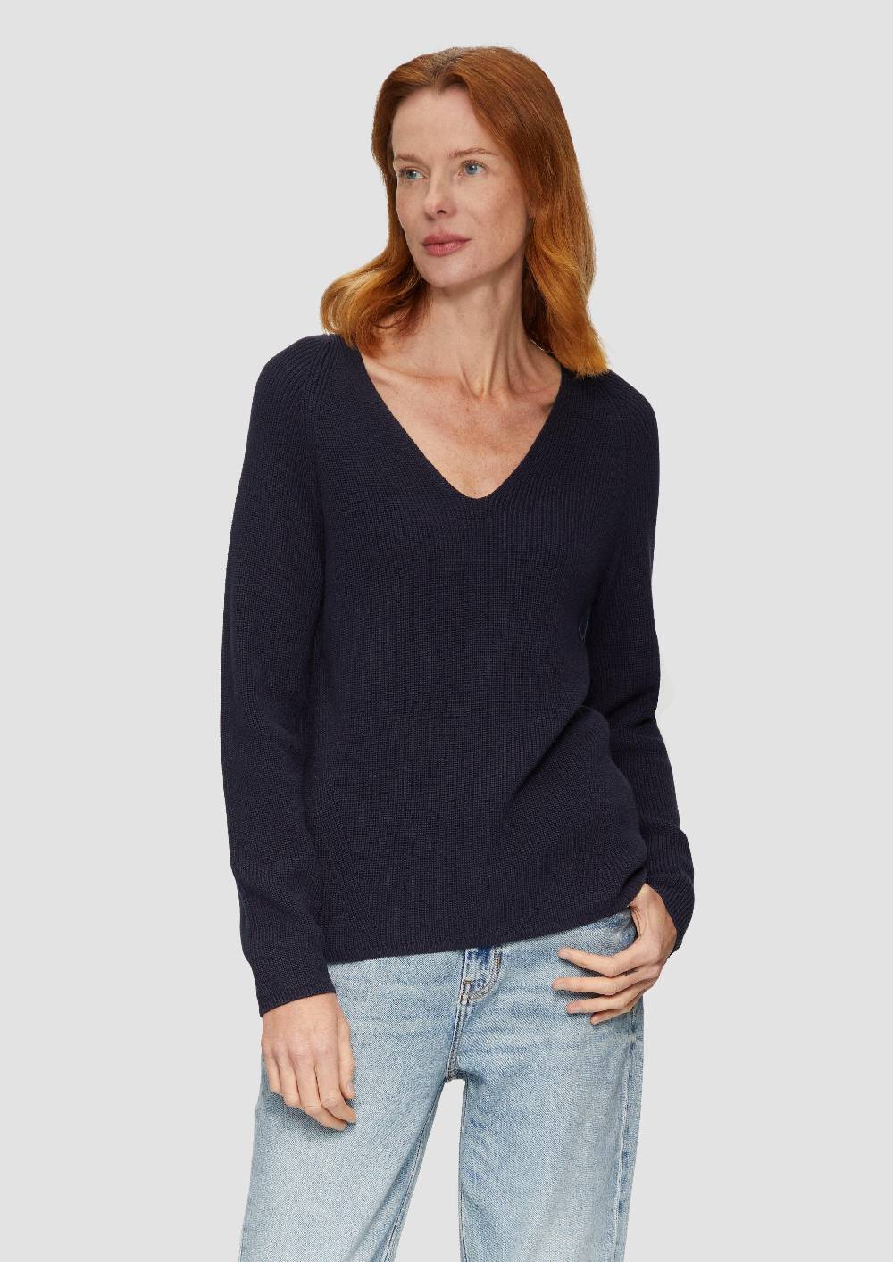 S.Oliver Strickpullover Mit V-Ausschnitt Und Raglan-Ärmeln