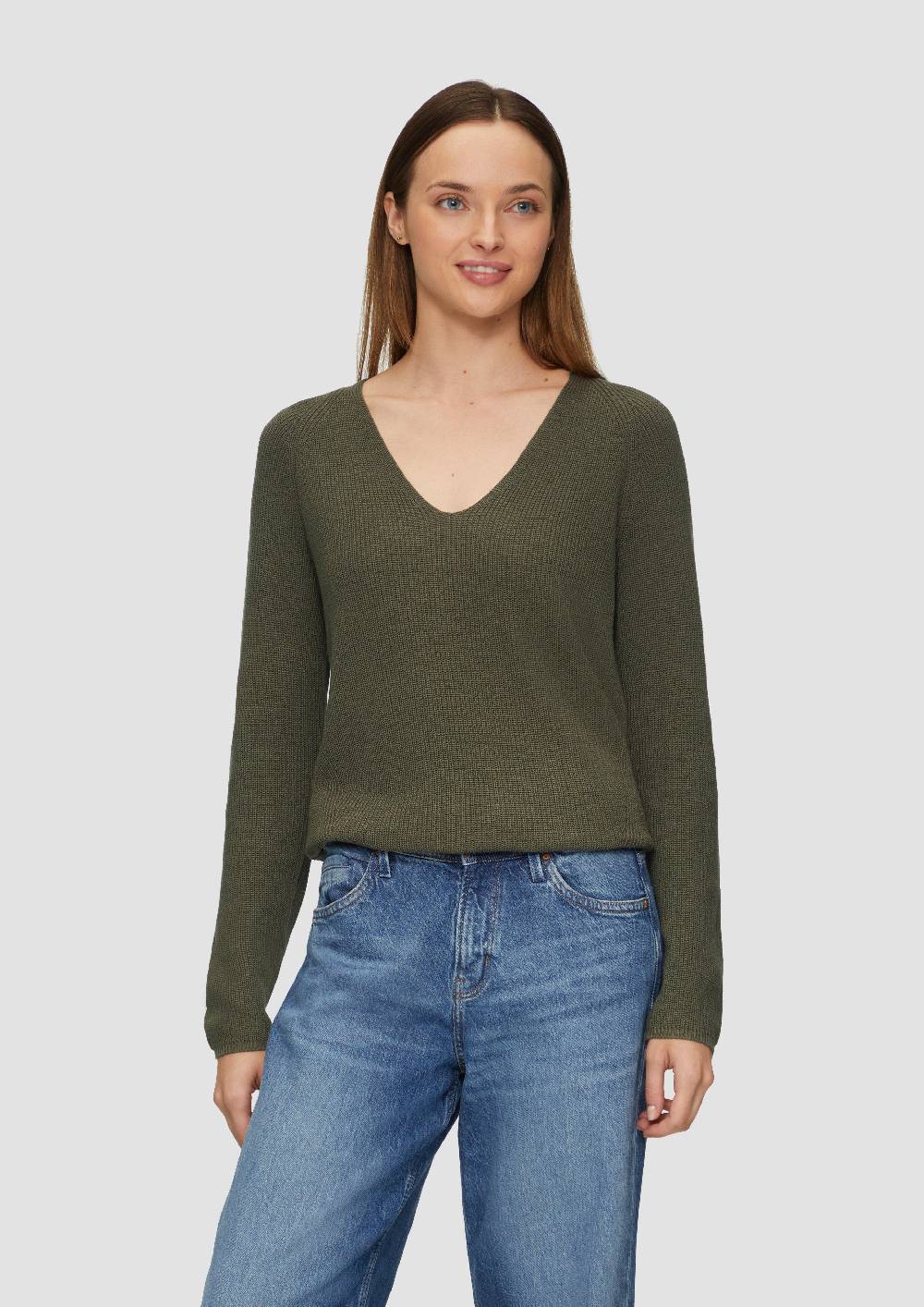 S.Oliver Strickpullover Mit V-Ausschnitt Und Raglan-Ärmeln