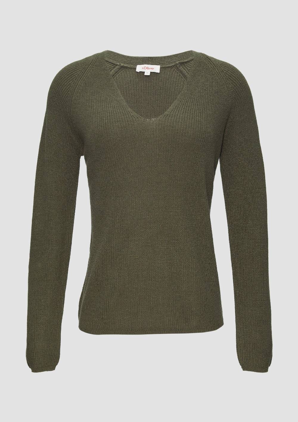 S.Oliver Strickpullover Mit V-Ausschnitt Und Raglan-Ärmeln