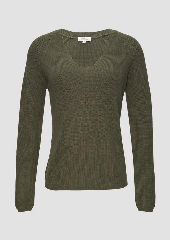 s.Oliver Strickpullover mit V-Ausschnitt und Raglan-Ärmeln