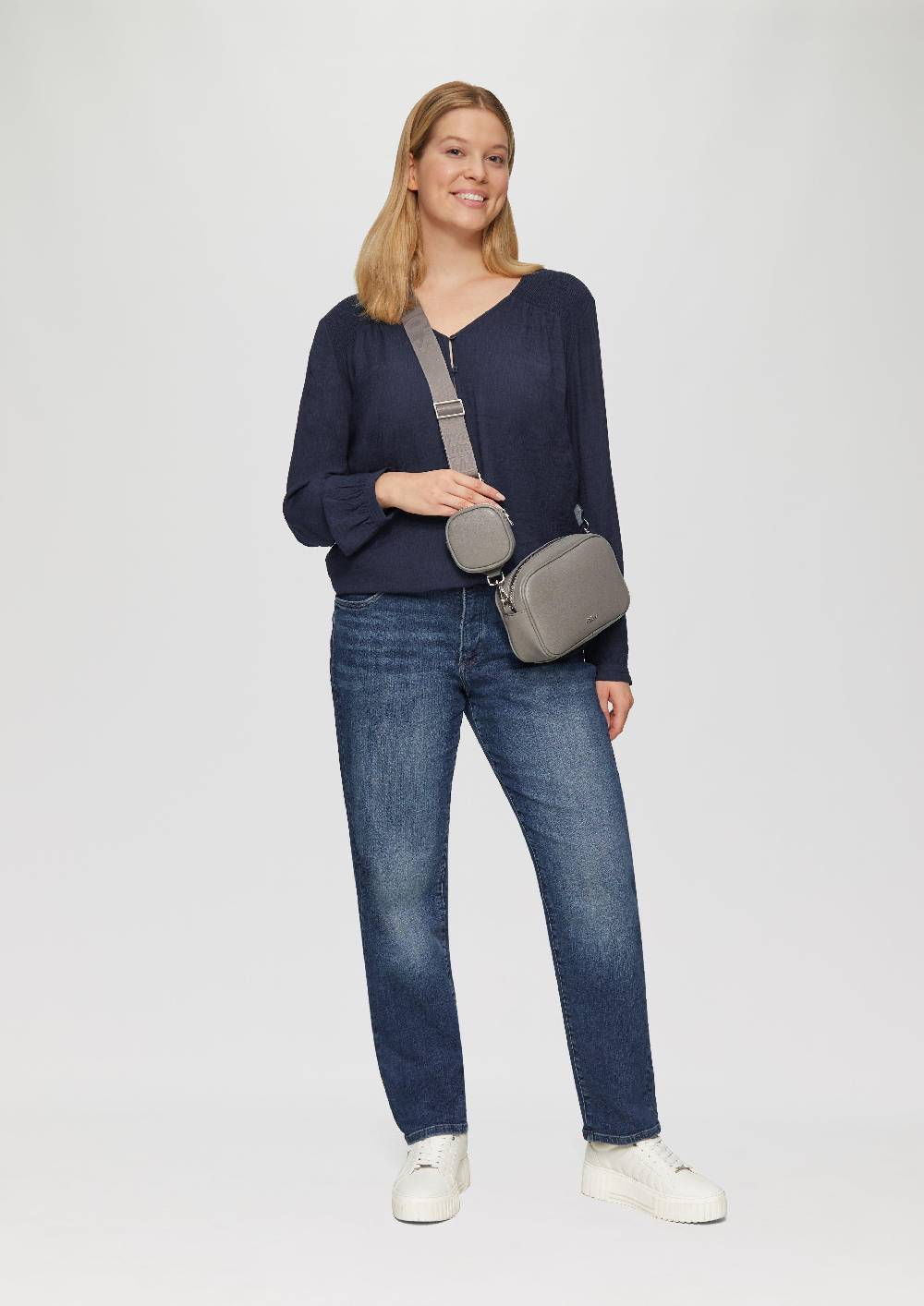 S.Oliver Strukturierte Bluse Aus Viskosemix Mit Smok Detail