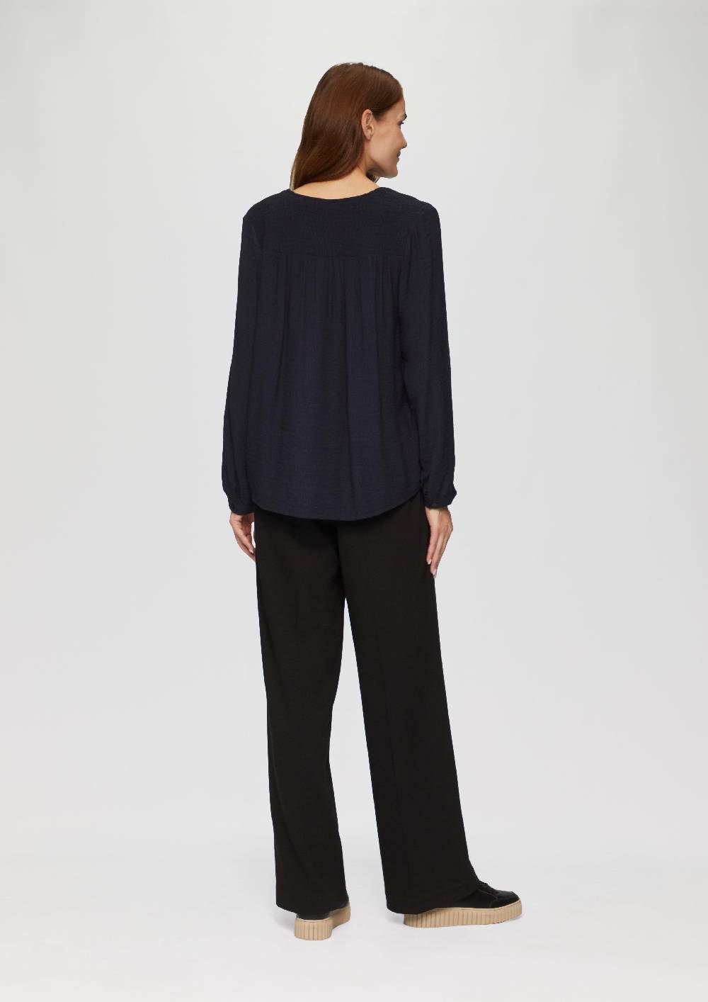 S.Oliver Strukturierte Bluse Aus Viskosemix Mit Smok Details