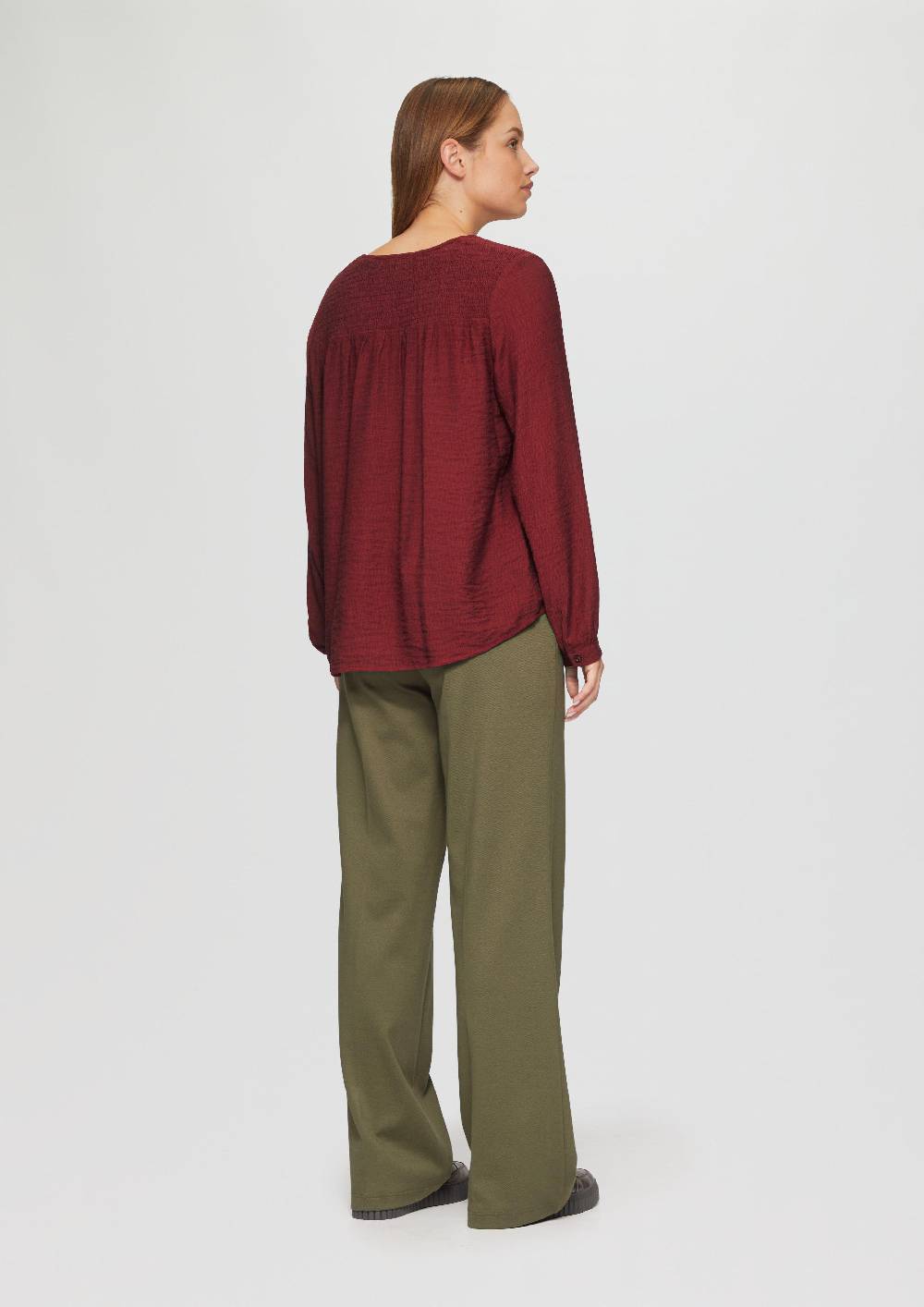 S.Oliver Strukturierte Bluse Aus Viskosemix Mit Smok Details