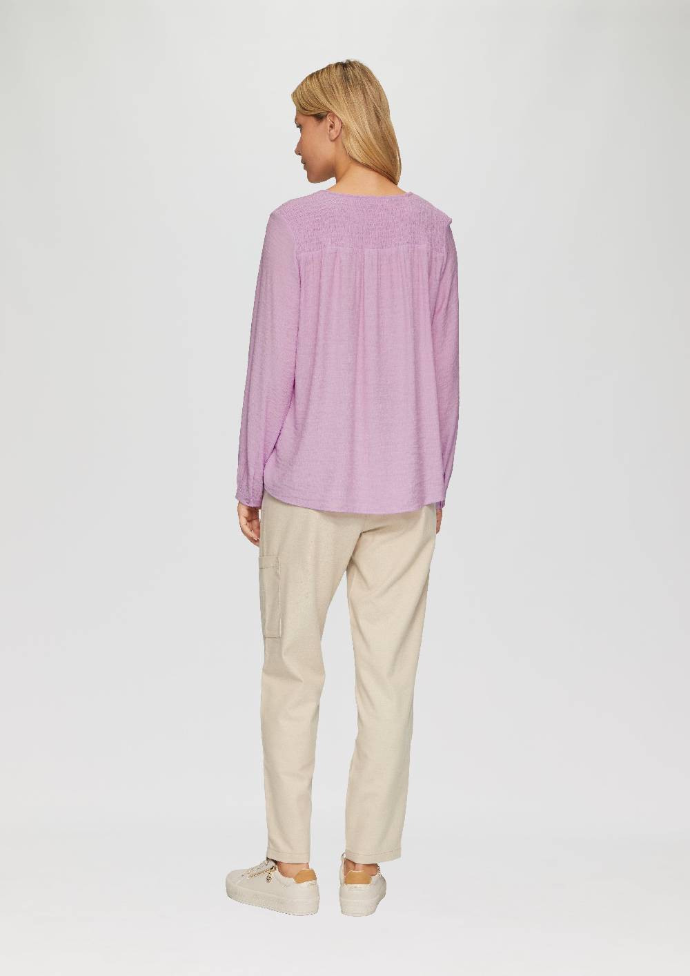 S.Oliver Strukturierte Bluse Aus Viskosemix Mit Smok Details